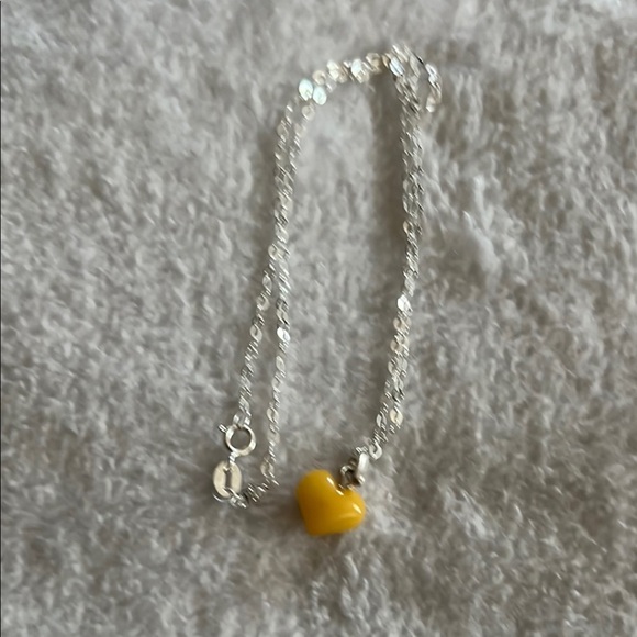 Yellow Heart Charm Necklace – 925 Sterling Silver Chain - Picture 1 of 2